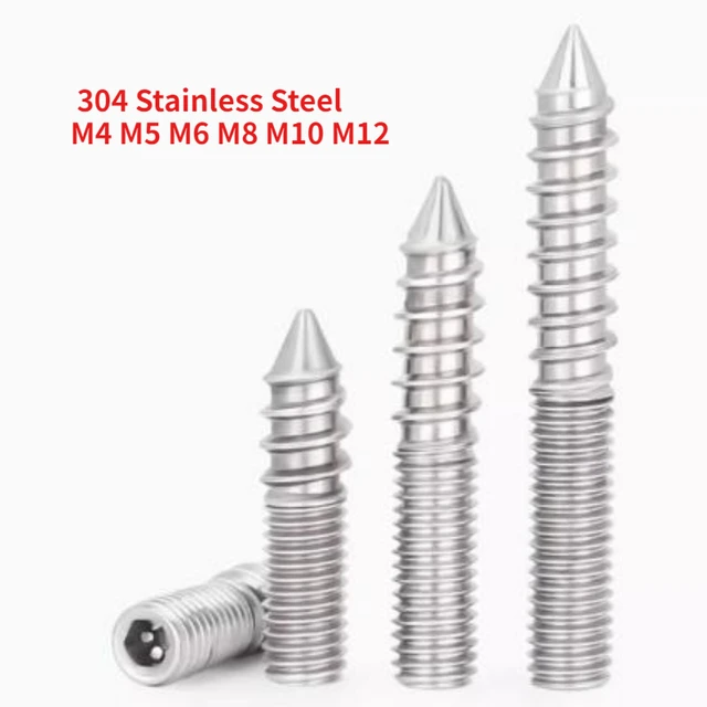 M4 M5 M6 M8 M10 M12 304 สแตนเลสสตีลซ็อกเก็ตหกเหลี่ยม Double Head Pointed Tail สกรูเฟอร์นิเจอร์สกรูยึด 1