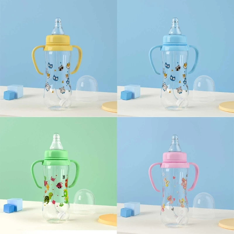 Baby Milk Bottle Food-grade Cartoon-design Feeding Bottle 8-inch Height Gravity-Ball Design