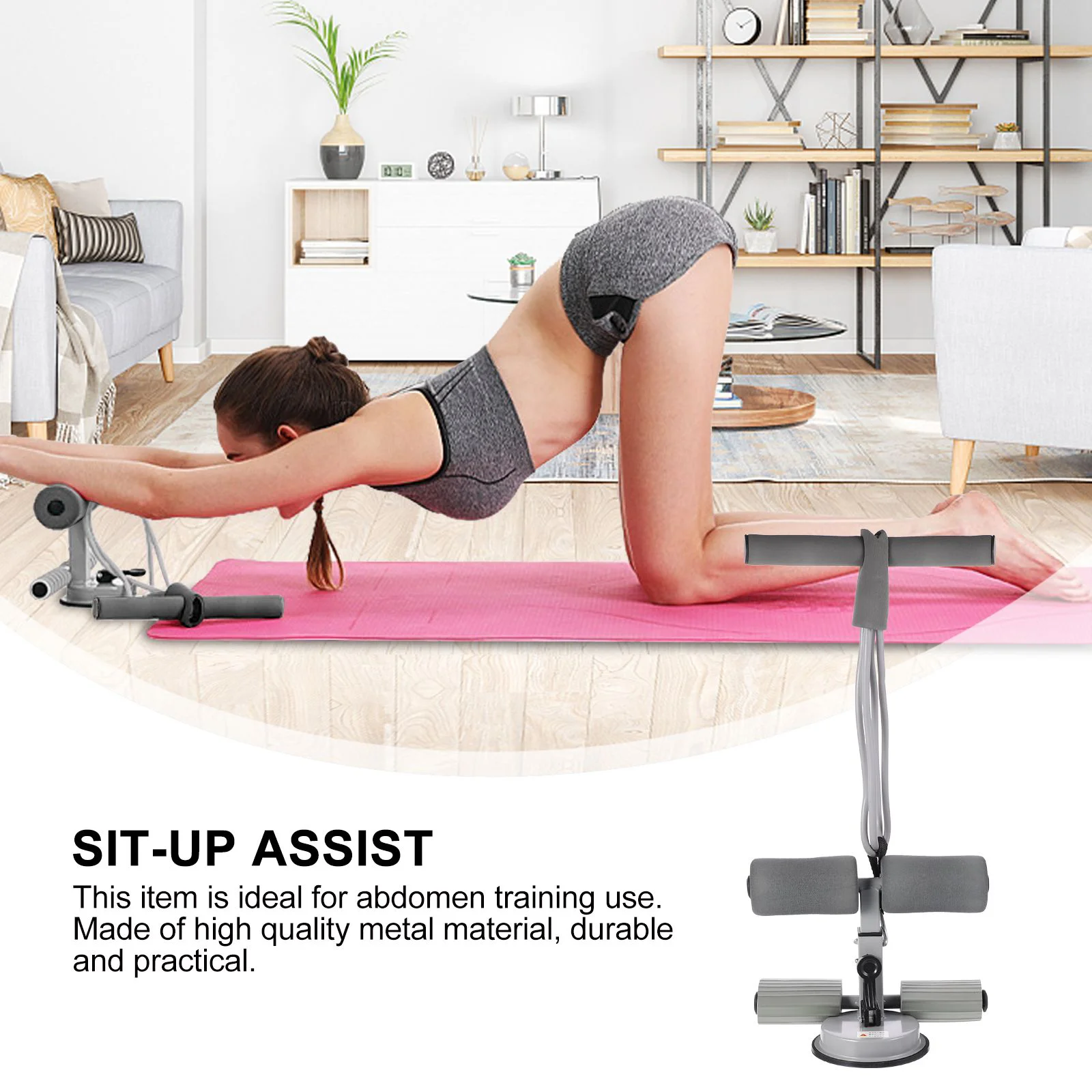 Fitness Equipment Auxiliary Abdomen Exerciser Belly Device Sit-up Assist Bar Pink Portable Crunches Aid