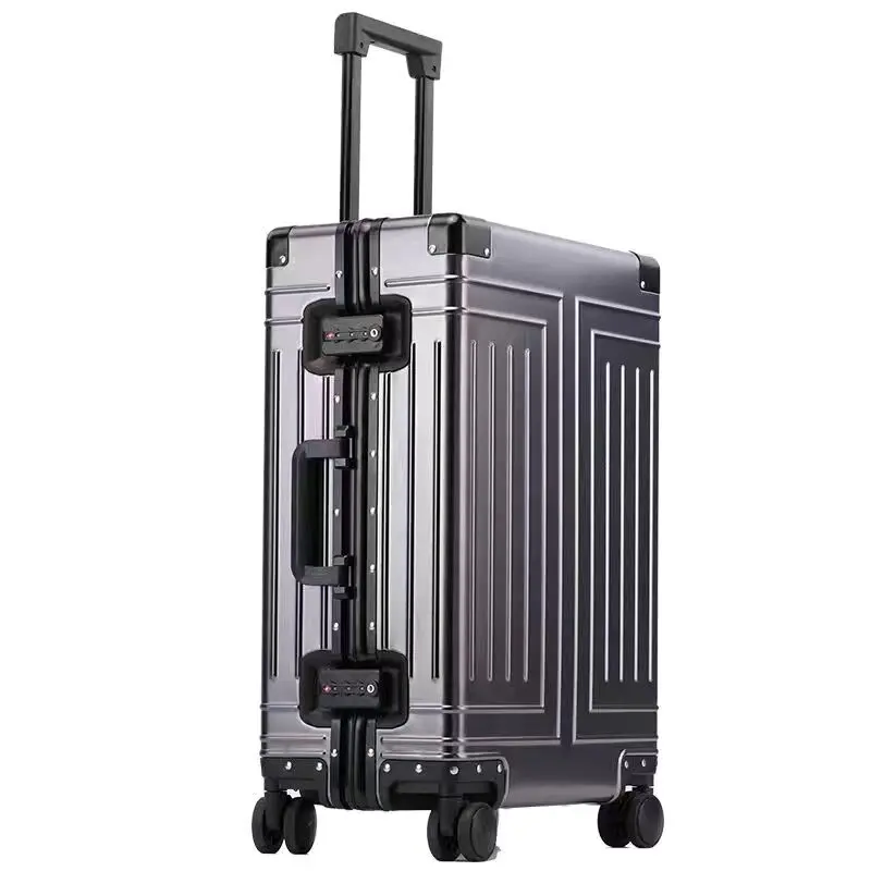 Aluminum Travel Suitcase Spinner brand Hard Trolly Case Aluminium Rolling Luggage 20"24"26"28" Inch travel luggage