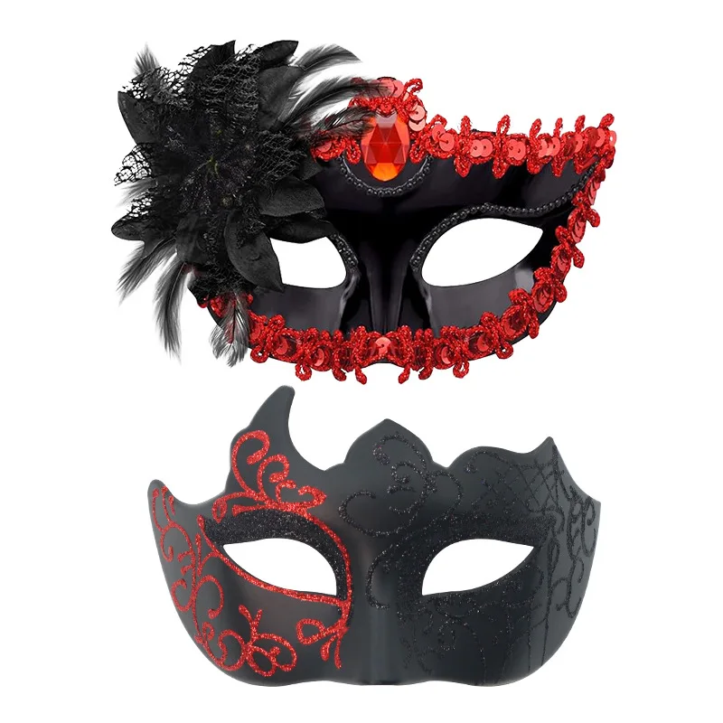 2PCS Paar Masken Sexy Gemalt Maskerade Venedig Feder Blume Party Halbe Gesicht Abdeckung Hochzeit Karneval Leistung Kostüm Prom – Detail 13