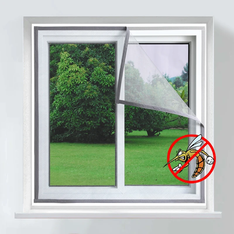 Grey,Anti-mosquito self adhesive window screen mosquito net,summer,insect proof door mosquitonet for windows,Customizable size - Image 6