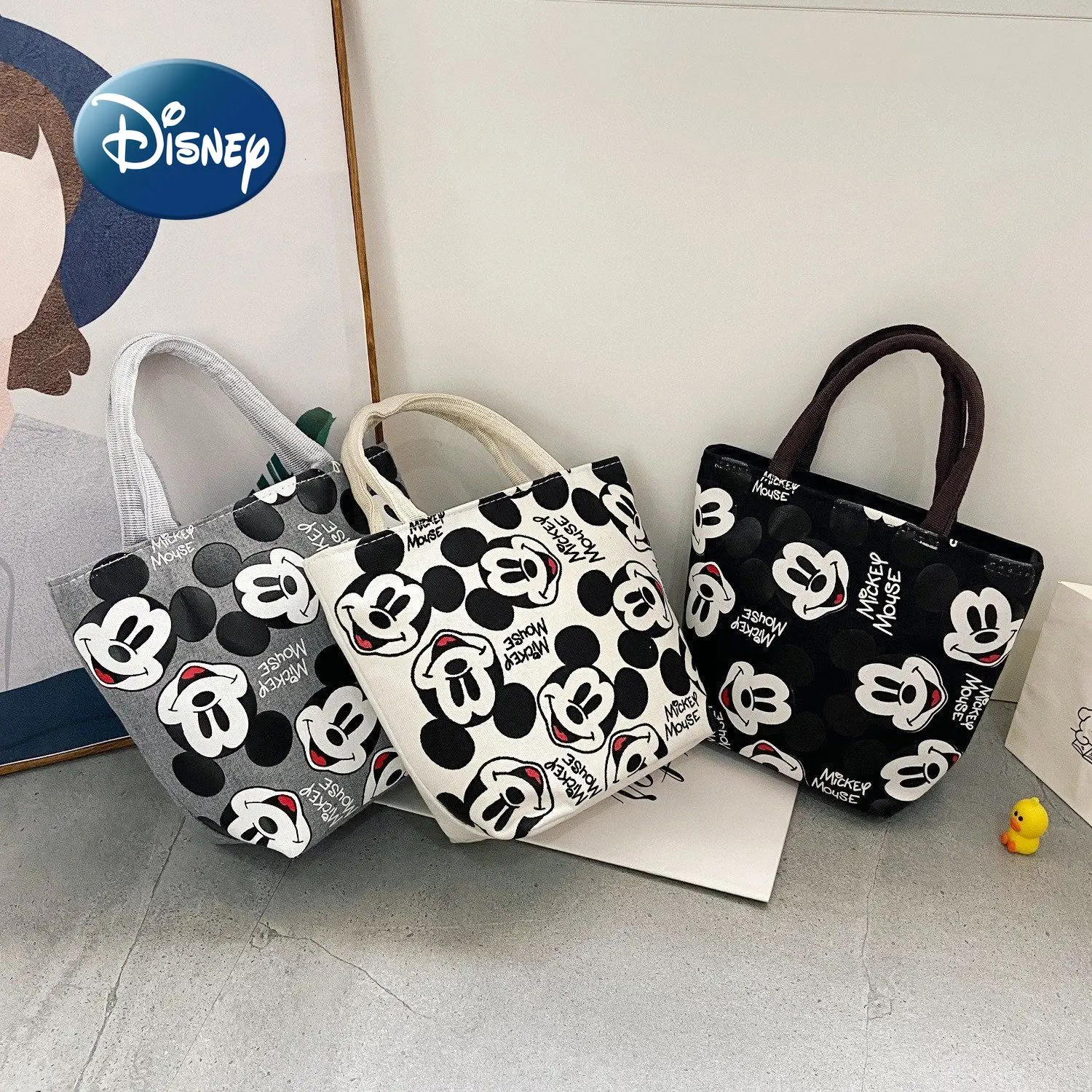 

Disney Mickey 2022 New Women's Handbag Luxury Brand Women's Canvas Shoulder Bag Cartoon Cute Fashion Storage Bag Lunch Bag