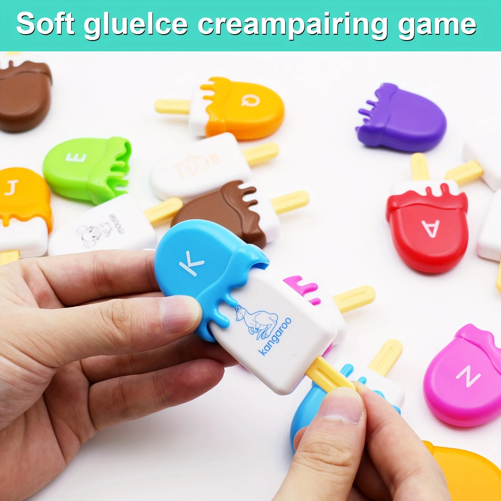 52PCS Ice Cream Alphabet Matching Toy Colour Counting Word Learing for Children Development Game Uppercase Lowercase Letters 2