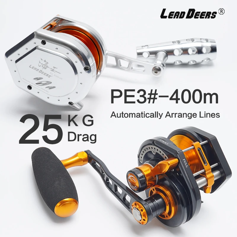LEADDEERS 자동 정렬 라인 낚시 릴, 15BB 해수 드럼 휠, 슬로우 지깅 릴, 최대 드래그 25kg, 드래그 라디오 6.3:1