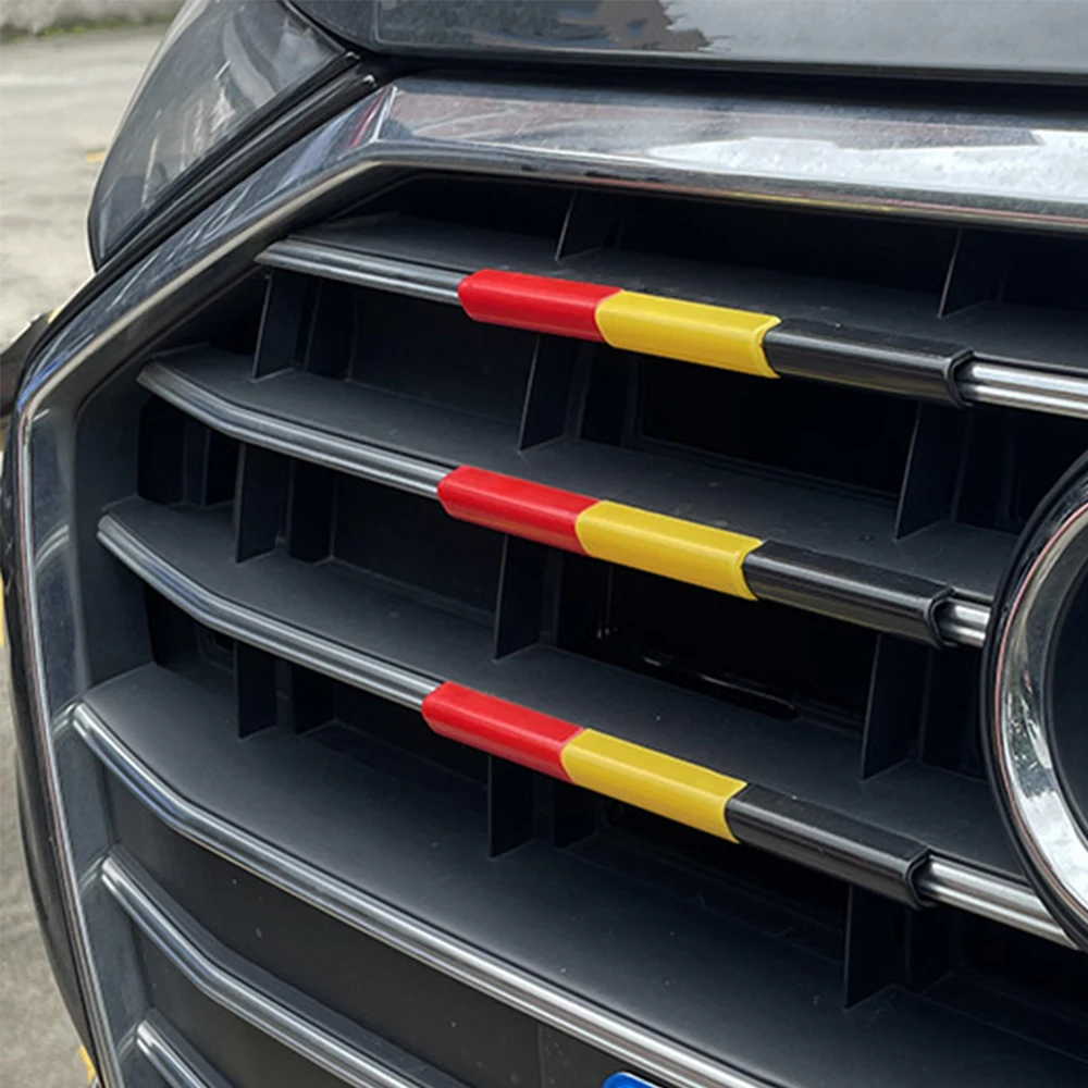 Car Front Grille Trim Strips - Racing-Style Decorative Three-Color Exterior DIY Accessory