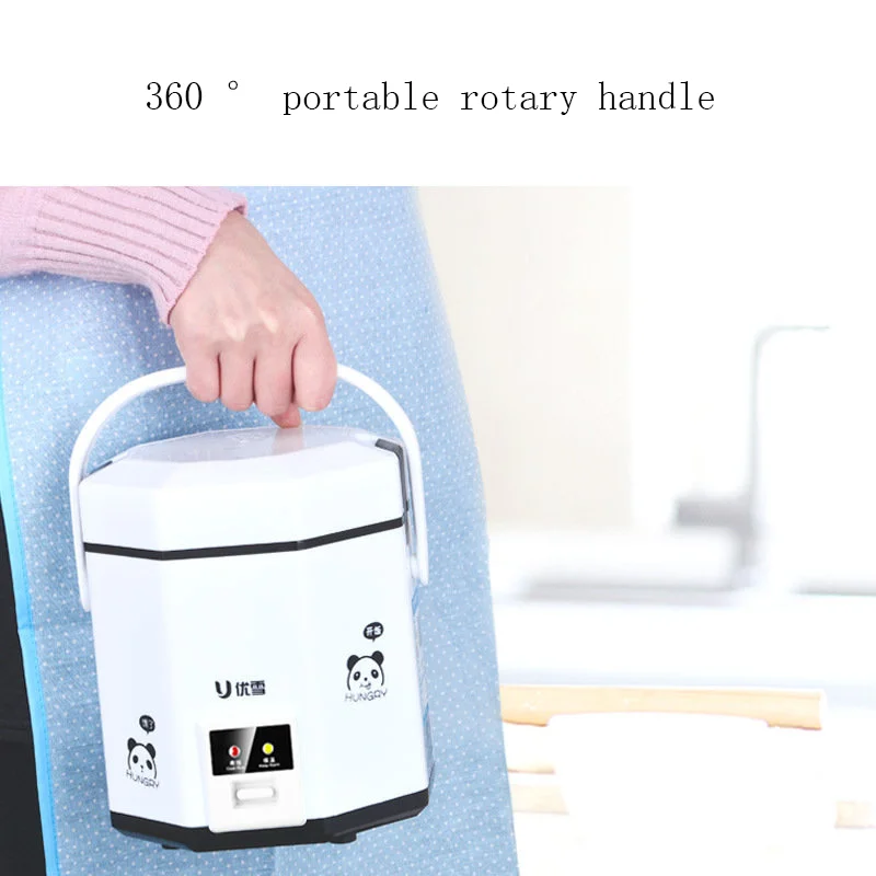1.2L Mini Electric Rice Cooker 2 Layers Heating Food Steamer Multifunction Meal Cooking Pot 1-2 People Lunch Box 5