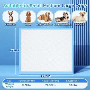 XXL Thicken 6 Layers Ultra Absorbent Dog Pee Pads Extra Large Leak-Proof Odor-Control Puppy Training Pads Quick Dry Pee Pads 5