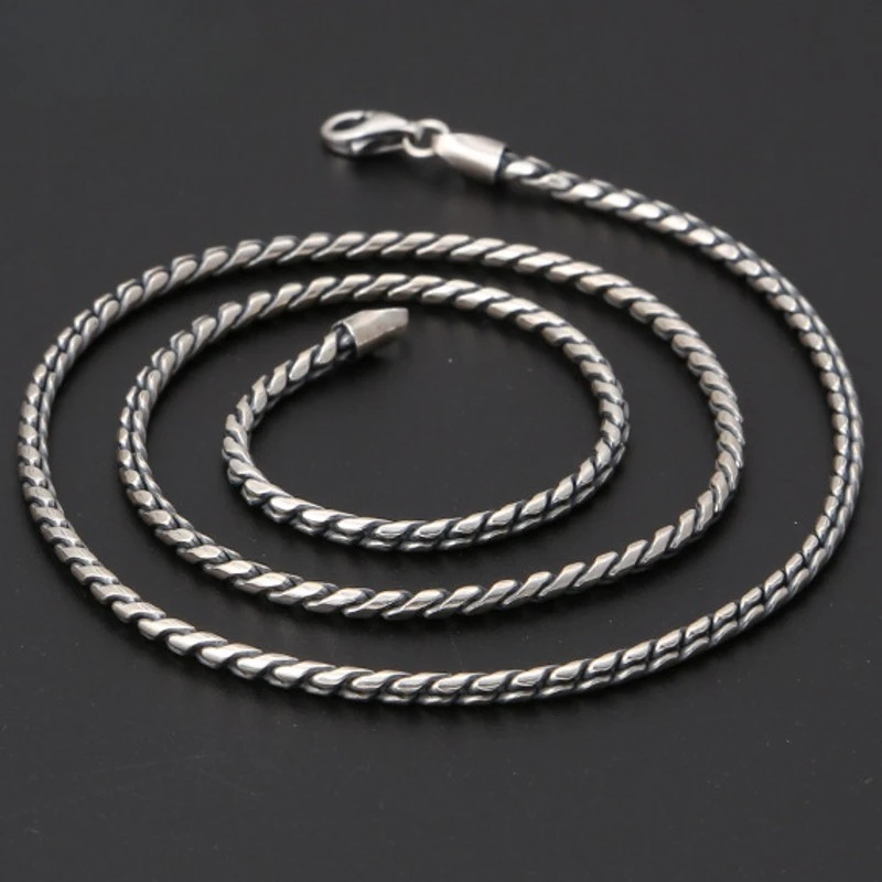 

Ожерелье Mencheese из чистого серебра S925 пробы для мужчин и женщин, Простые Модные украшения в ретро стиле, с замком, до ключиц