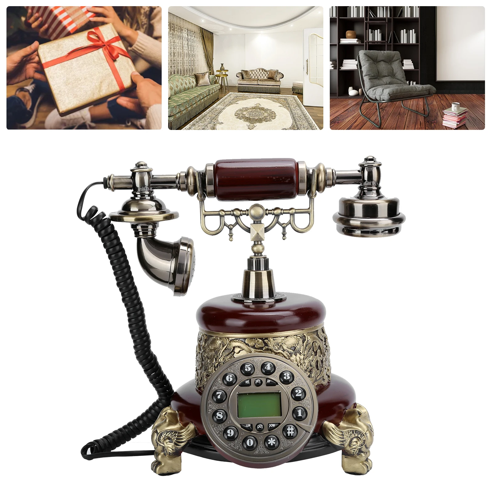 【New】MS‑2200A European Vintage Landline Classical Wired Old‑fashioned Telephone with Backlight Old‑fashioned Telephone