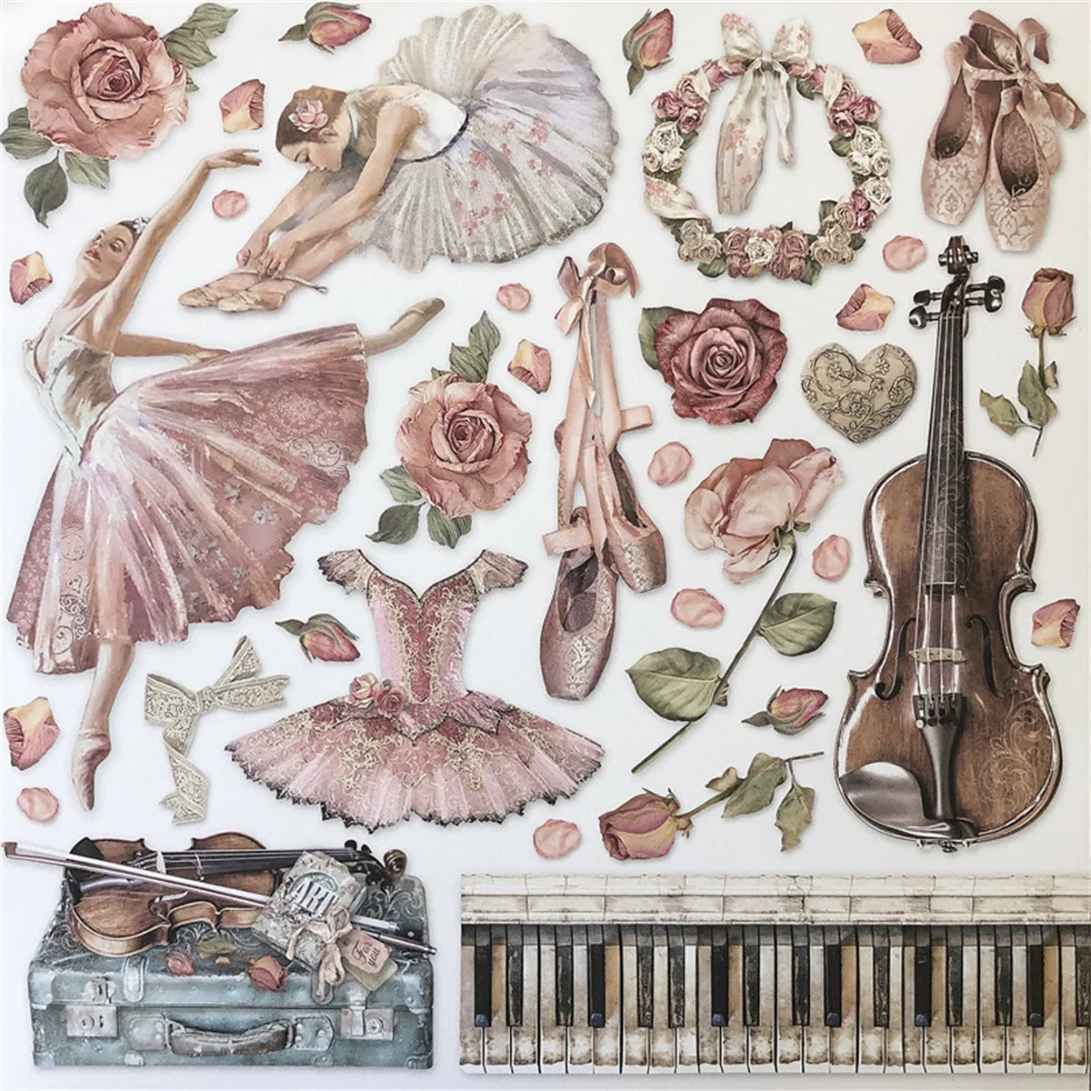 

34Pcs/Pack Vintage Elegant Ballet Sticker DIY Craft Scrapbooking Album Junk Journal Decorative Stickers