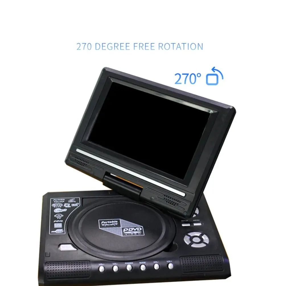 Portable 7.8 Inch Dvd Player 270 Degree Rotation Screen HD Video Player Travel Mini Cd Theatre Cinema Radio Playing Device