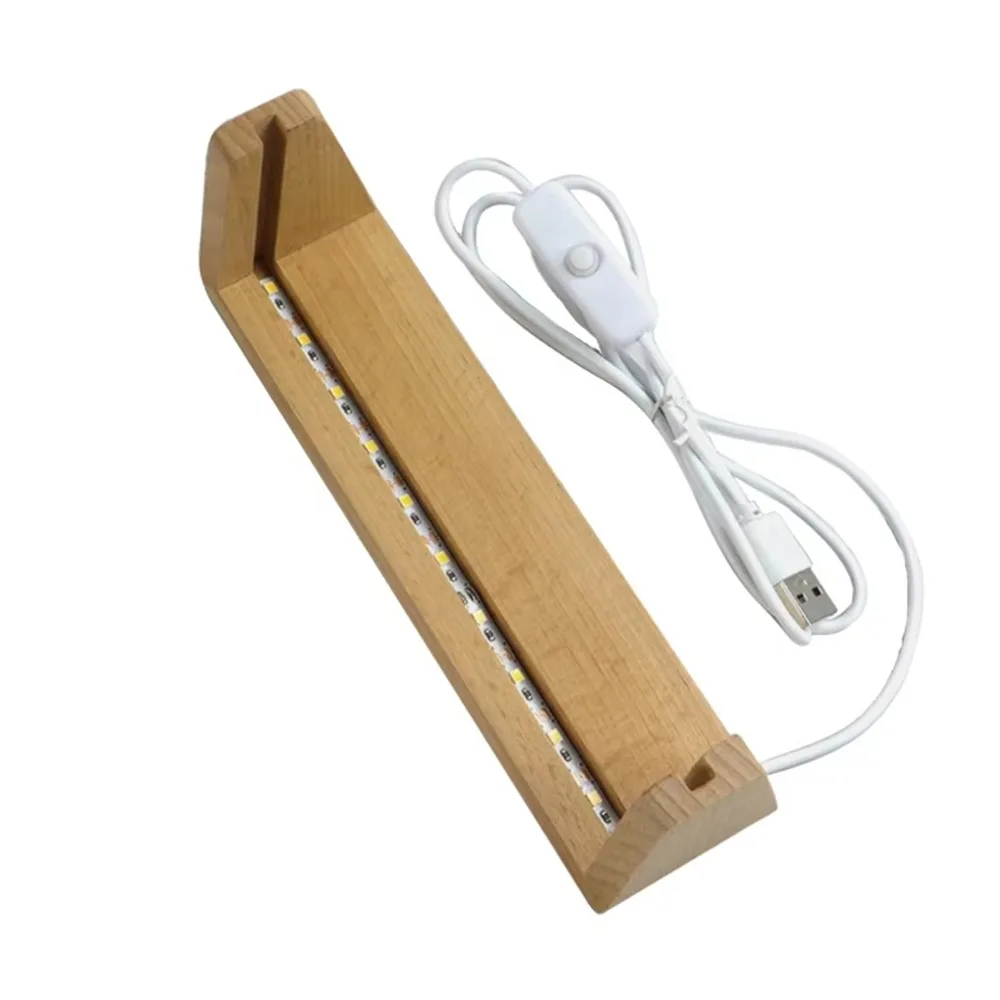 따뜻한 조명 나무 조명 받침대 미끄럼 방지 USB 플러그인 LED 조명 스탠드..
