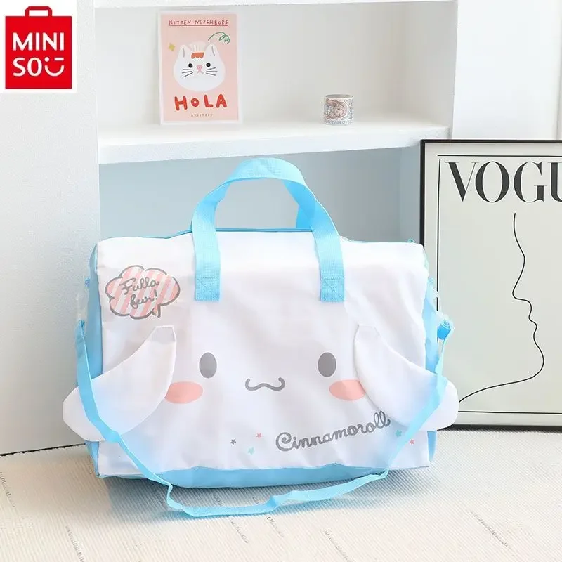 MINISO Sanrio Hello Kitty Kuromi Foldable Luggage Bag for Women's Leisure Large Capacity Multi functional Storage Travel Bag