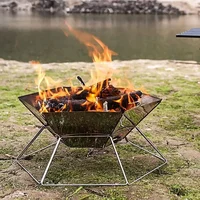 Portable Wood Stove Brazier Camping Fire Wood Heater Folding Hike Barbecue BBQ Grill Stand Outdoor Camping 1