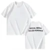 SOCIAL MEDIA KILLED ROMANCE T-shirt Fun Custom Couple Short Sleeve 100% Cotton Crew Neck Top for Men and Women  gothic 4