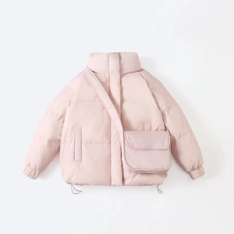 2024 New Winter Down Jackets Kid Thick Cotton Padded Coats Female Stand Collar Loose Puffer Parkas Down Jackets Outwear