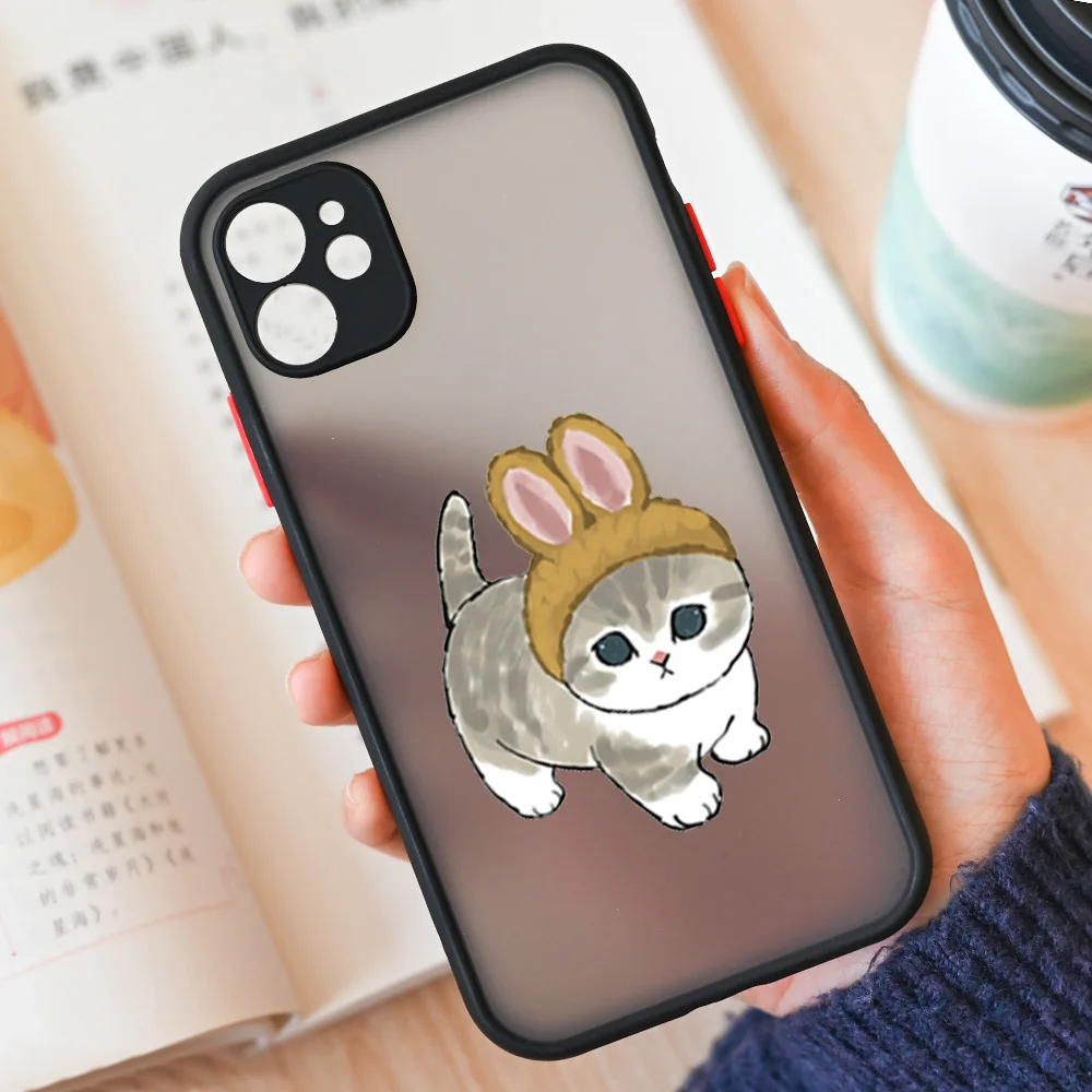 Adorable Cartoon Cat Shockproof Matte Phone Case - Durable and Stylish Cover