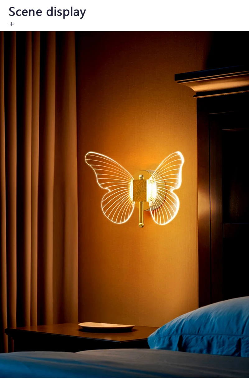 Tanie Seria Butterfly kinkiety Nordic sypialnia lampki nocne Luminaria kinkiety lampy sklep