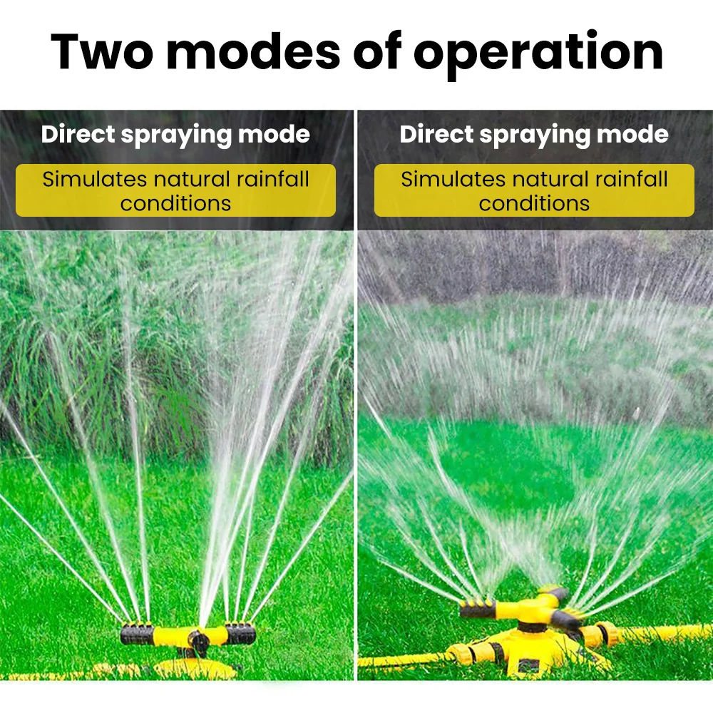 Rotating Sprinkler 360-degree Automatic Rotating Three-prong Sprinkler Irrigation Rotary Tandem Watering Device
