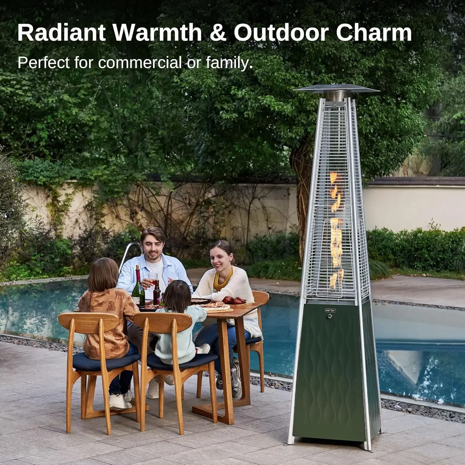 Description Picture 5 of itemPyramid Patio Heater 48,000 BTU Outdoor Patio Heater Quartz Glass Tube Propane Heater Triple Protection System With Wheels