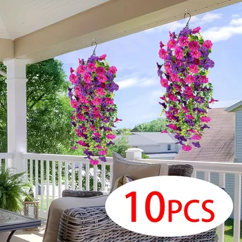 Decorazioni sospese UV 1-10pcs in glicine artificiale & eucalipto, ghirlanda per porta, parete, casa, giardino, matrimoni, uso interno ed esterno, resistente, versatile, ornamenti di fogliame, fiori eleganti per eventi 1