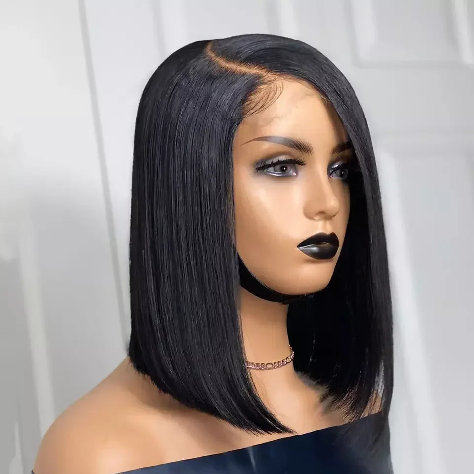 Glueless Wig Human Hair Ready To Wear 13x1 Straight Human Hair Wigs for Women Brazilian Side Part Lace Perruque Cheveux Humains