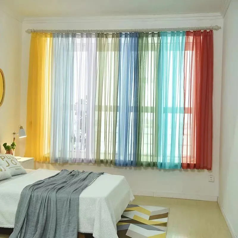Sheer Tulle Curtains Shading Heat Insulation Pure Color Rod Pocket for Bedroom Living Room Voile Window Free Customization sheer curtains window curtains decor curtains light filtering curtains thermal insulation curtain