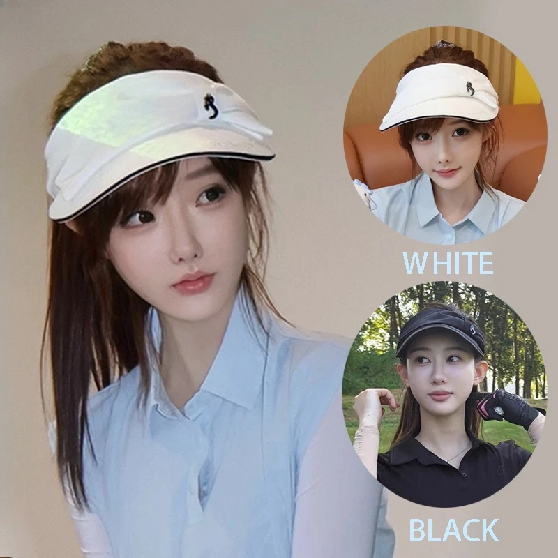 Ladies Sports Golf Cap Women's Sunscreen Hat UV Protection Breathable Empty Top Tennis Hats Bowknot High-end Cute Sun Visor Caps