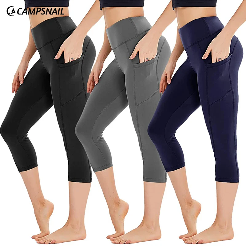 CAMPSNAIL 3 Pack Booty Leggings Tights Women With Pocket Sport Pants