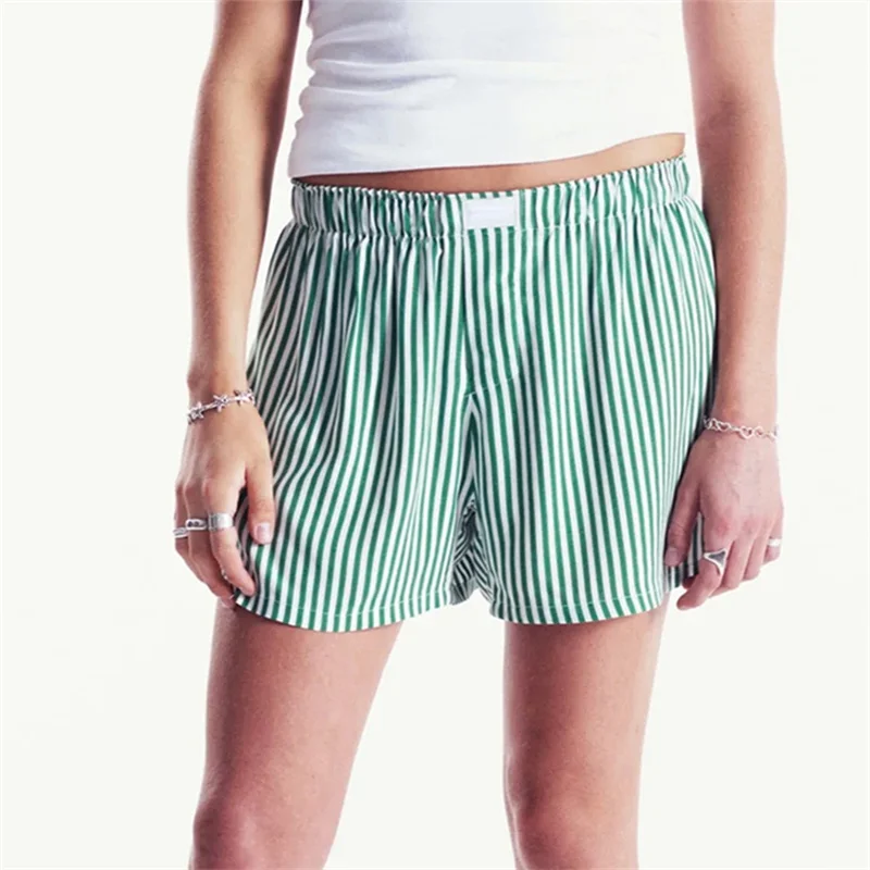 Y2K Boxer Corti Donna A Quadretti E Righe | Vita Elastica, Misti Cotone, Pantaloncini Moda Estivi (S-M-L-XL)