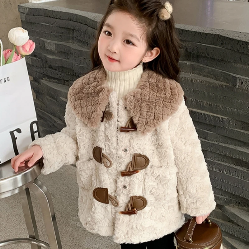 

Girls Coat Jacket Winter Cotton Windbreak 2023 Plush Warm Plus Thicken Teenagers Plus Size Outwear Sport Children's Clothing
