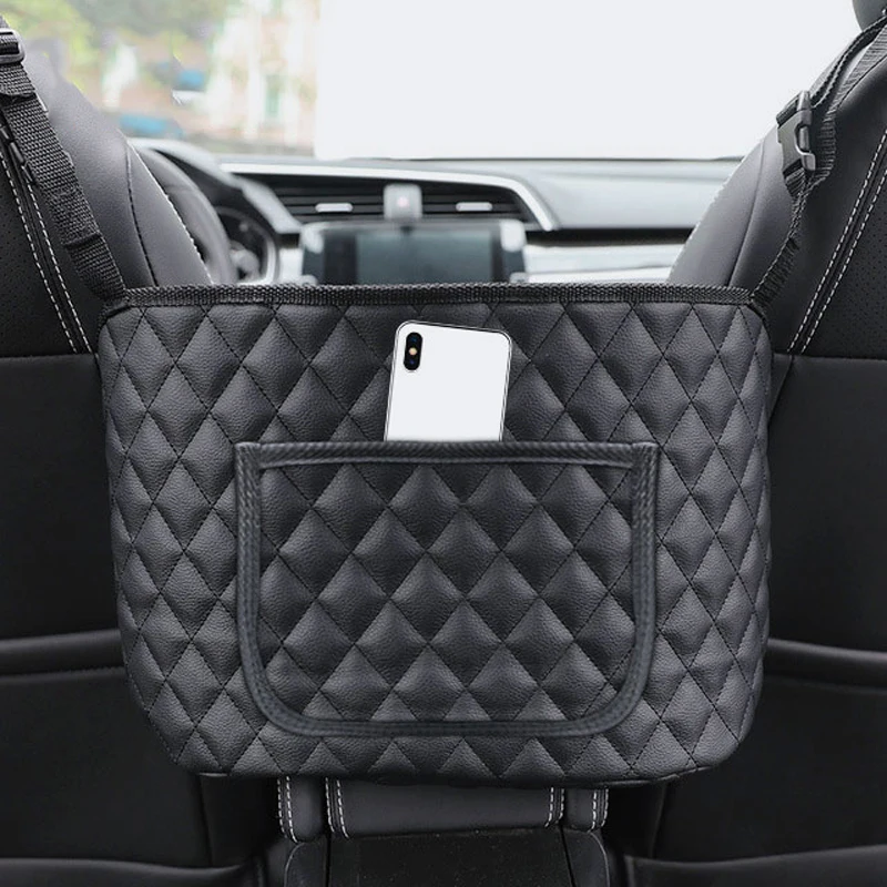 Tasca Portaoggetti Per Auto In Pelle – Organizer Laterale Per Sedile/Console, Sottile E Compatto, 20.5x5x15 Cm