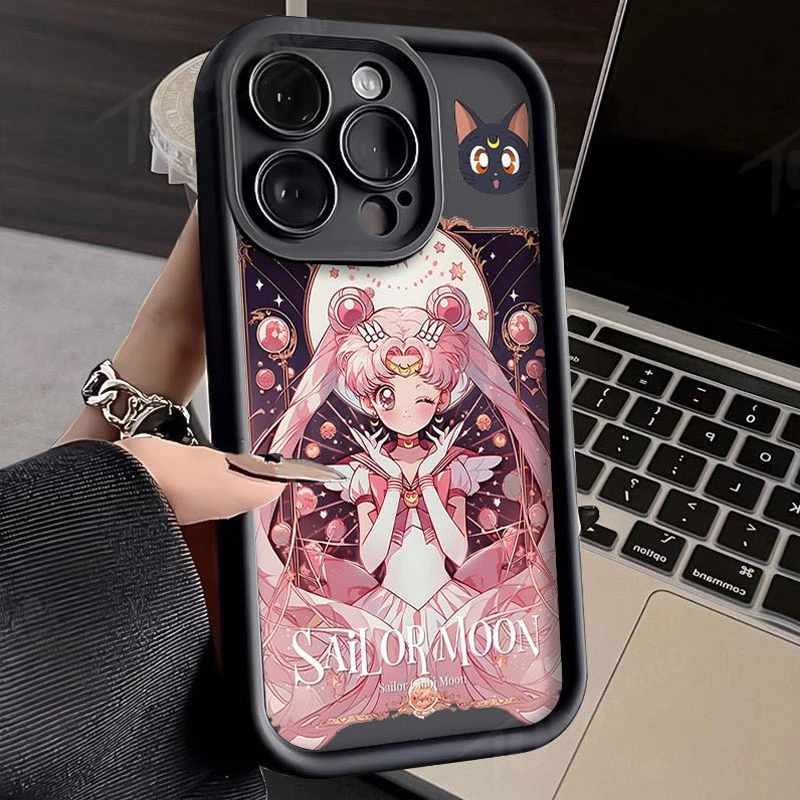 thumbnail image 1 of Lovely Sailor Moons funda de teléfono con tarjeta para iPhone 14, 15 Pro Max, 13, 12, 11, X, XS, XR, 7, 8 Plus, SE 2020, cubierta trasera a prueba de golpes, 1 of 5