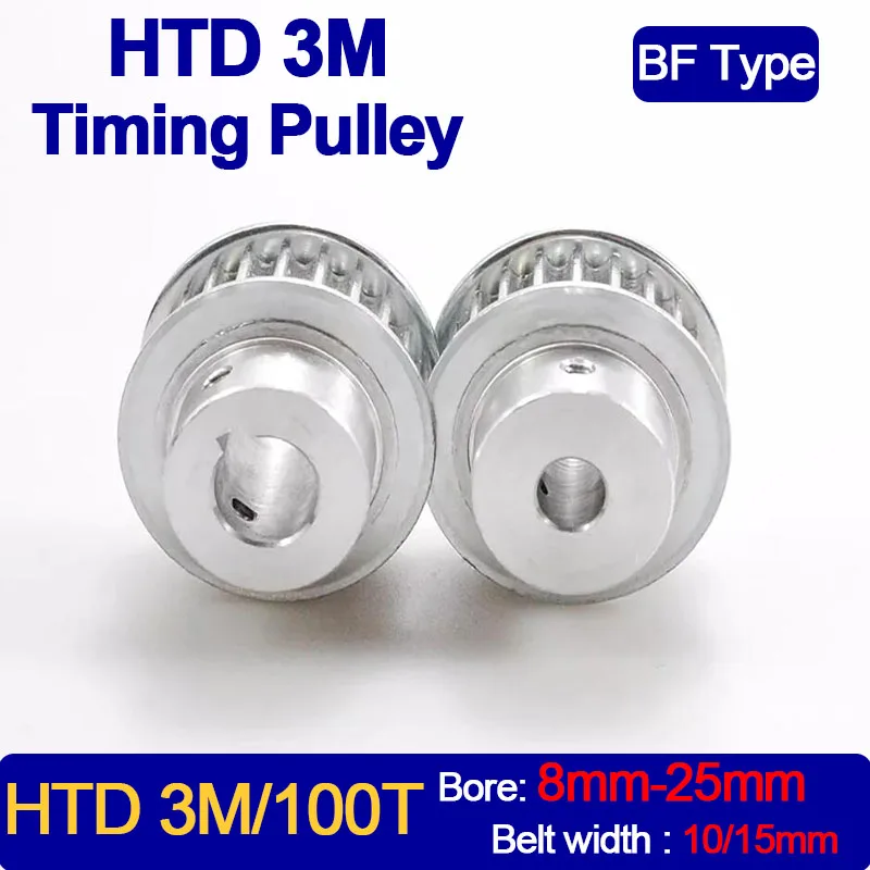 

100 Teeth HTD 3M Timing Pulley Bore 8/10/12/14/15/17/19/20/25mm For HTD3M Synchronous Timing Belt Width 10/15mm 100T 100Teeth