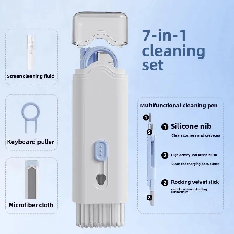 Keyboard Cleaning Kit 7-in-1 Laptops Cleaner with Keycap Puller, Multifunctional Keyboard Brush Cleaning Set for Airpods Phone 2