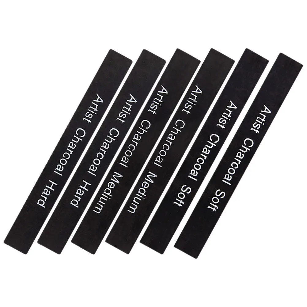 6Pcs 아티스트 숯 스틱 압축 탄소 막대 학생을위한 내구성있는 전문 스케치 쉐이딩 연필 취미가 있는 사람들을위한 드로잉