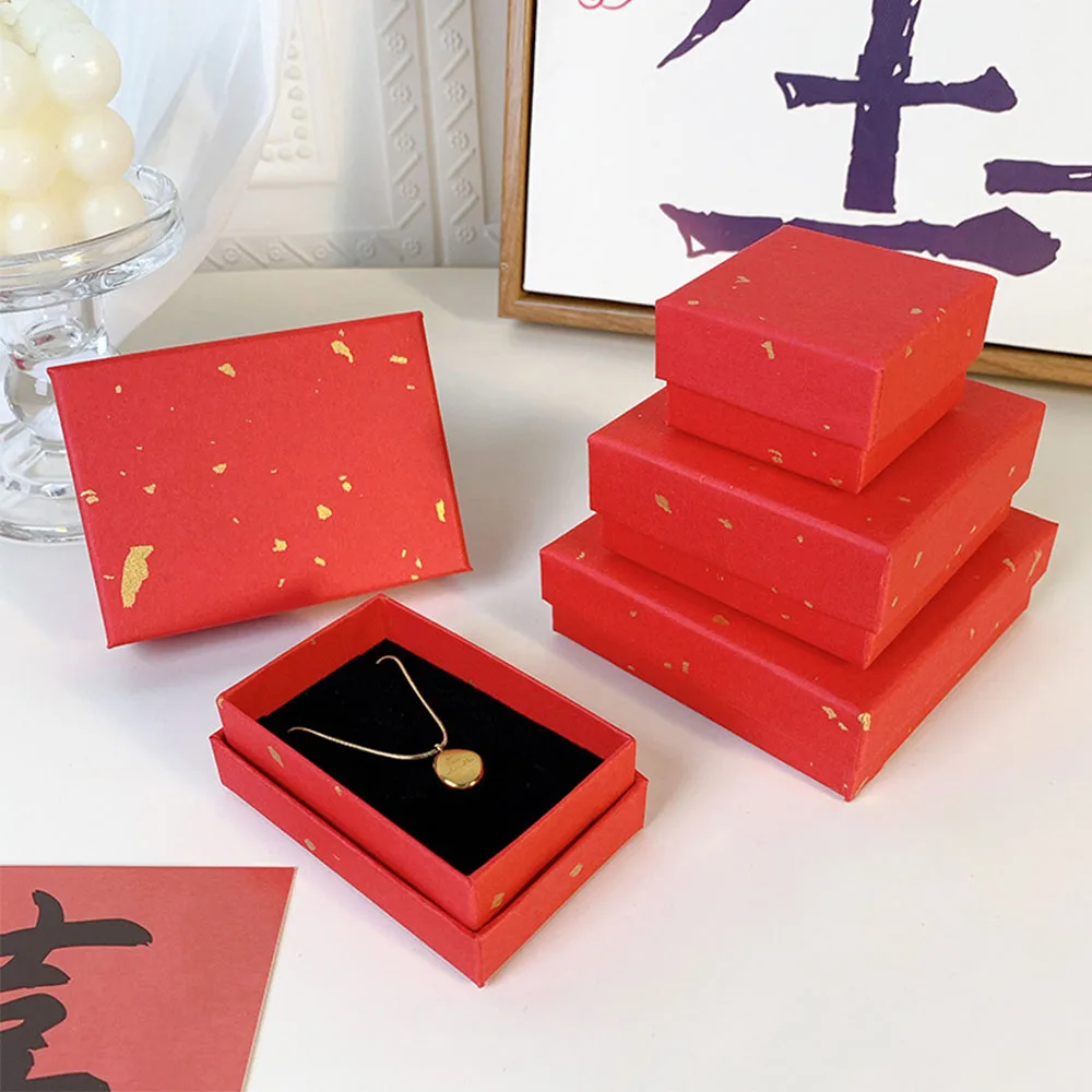 New Wholesale Red Square Cardboard Jewelry Boxes on Engagement Wedding Party Activity Luxury Earrings Rings Necklace Packaging