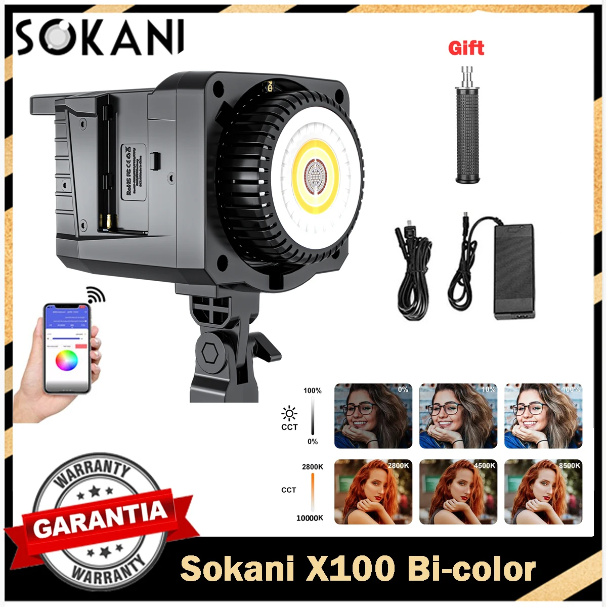 

Sokani X100 Bi 100W COB LED Video Light, Bicolor Balanced Lighting CRI96+ Bowens Mount Lighting for Photography Studio YouTube