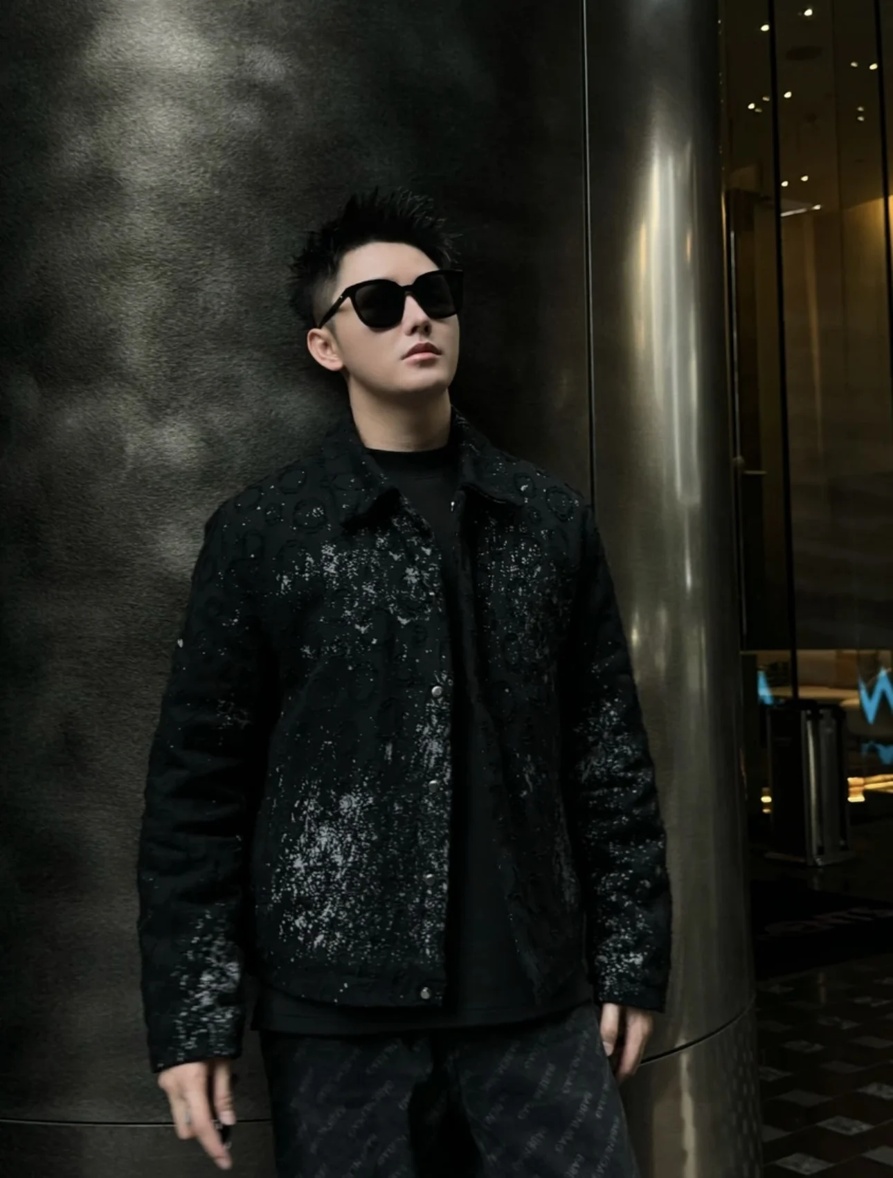 Fashion High-End Winter Cotton Clothes Jackets Handsome Man High Street Denim Jacket Men's Long-Sleeved Cotton-Padded Jacket