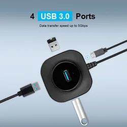 Répartiteur de moyeu 3.0/2.0, 4 Ports, câble de 25cm, extension de Ports Micro Multiple USB pour ordinateur PC, USB HUB 3.0 Multi USB 3.0 