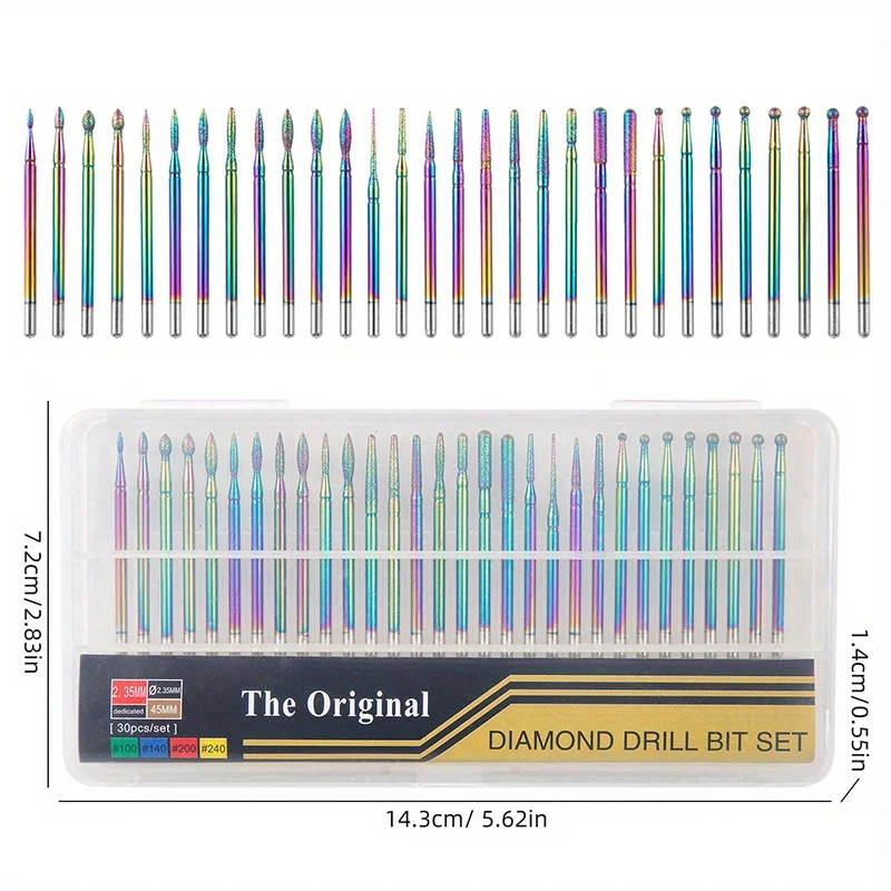 30Pcs/Box Diamond Nail Drill Bit Rotery Electric Milling Cutters For Pedicure Manicure Files Cuticle Burr Nail Tools Accessories 30Pcs/Box Diamond Nail Drill Bit Rotery Electric Milling Cutters For Pedicure Manicure Files Cuticle Burr Nail Tools Accessories