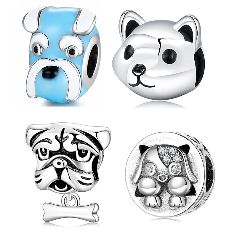

Sterling Silver Beads Cute Dog Series Enamel Color Craft Silver Jewelry Bracelet Accessories Beads
