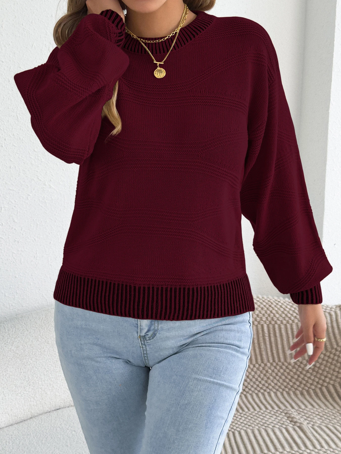Women Autumn Winter Striped Knitted Sweater