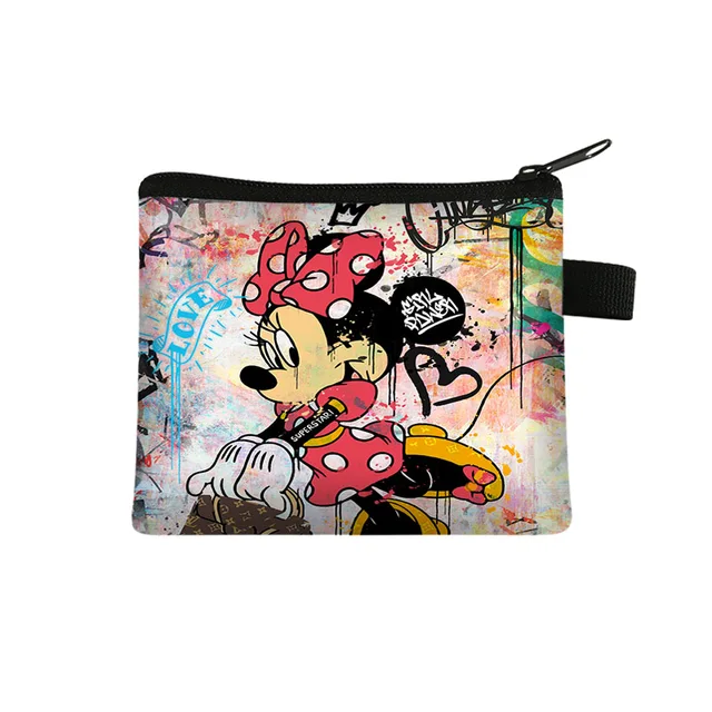 Disney Mickey Kids Coin Purse Kawaii Wallet Portable Card Holder Mickey Cute Print Polyester Key Storage Bag Frog Wallet 10