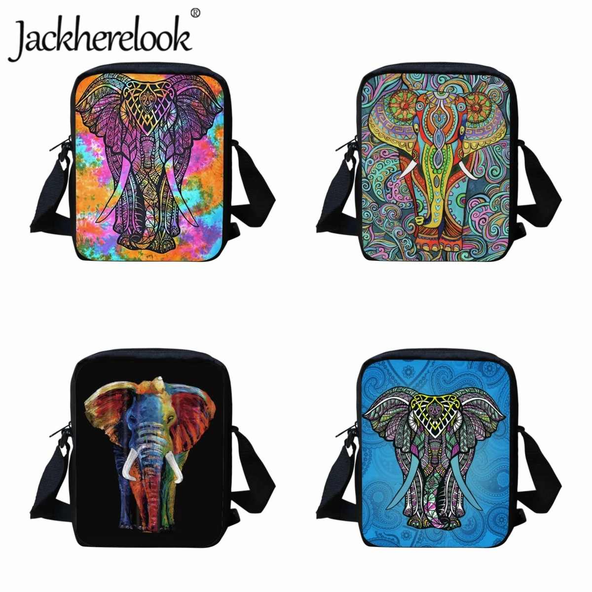 Jackherelook kinder Umhängetaschen Farbige Elefanten Mode Reisetasche Kinder Umhängetasche Jungen Mädchen Schulter Tasche