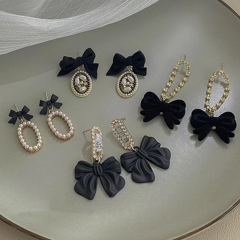 Elegante süße Perle schwarze Kamelie Blume Ohr stecker für Frau Mädchen koreanische Promi-Accessoires Student Party Schmuck Geschenke – Detail 15