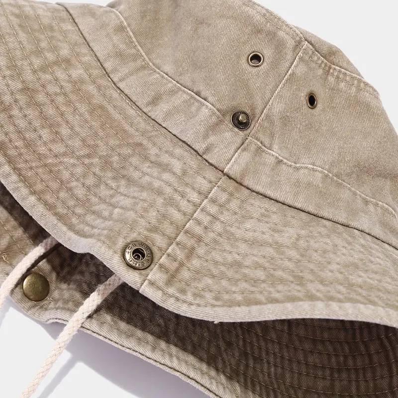 2025 Cotton Embroidered Pattern Bucket Hats Outdoor Hiking Fisherman Hat Travel Mountain Climbing Sun Cap for Men and Women 60cm 6