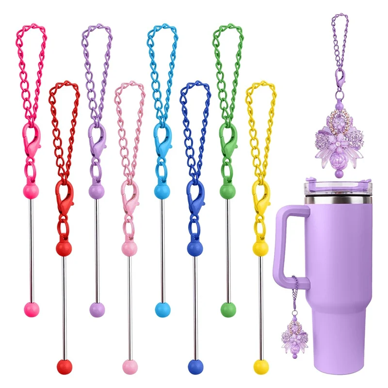 Hot Selling-Beaded Cup Charms Metal Cup Chain Decoration Beaded Cups Accessories For Cup,Beaded Charms Metal Chain Decor