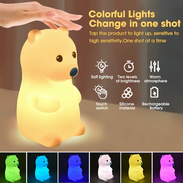 Lampe ours led en Silicone avec capteur tactile – Image 3
